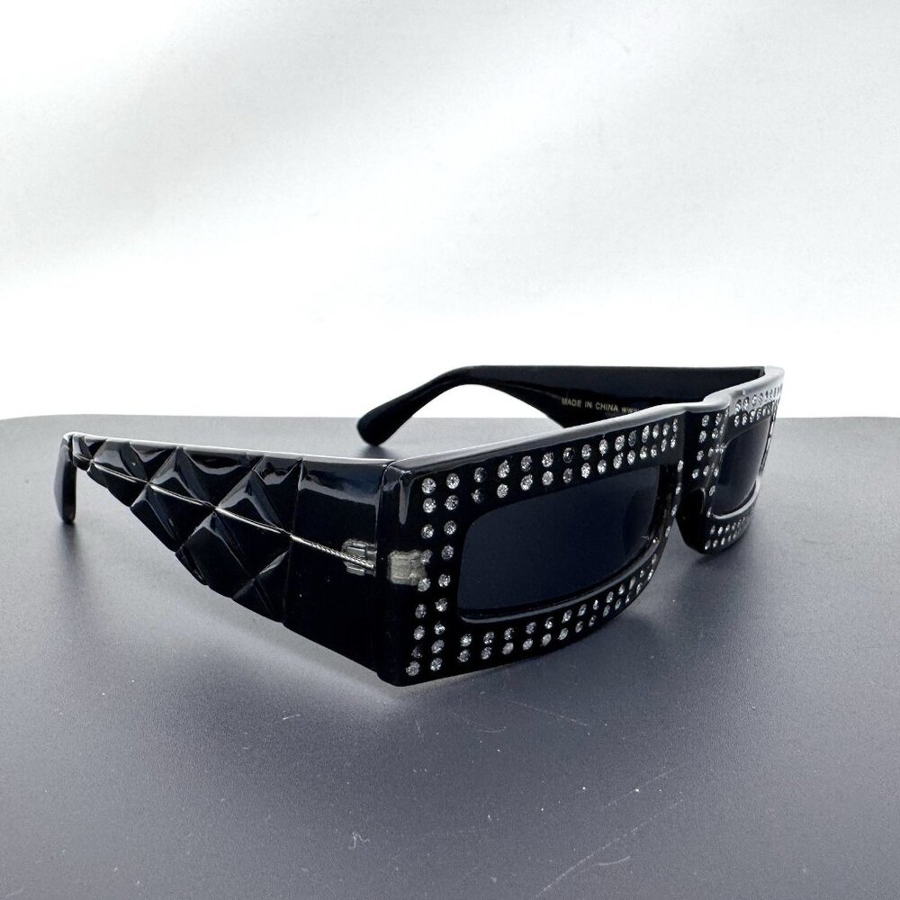 Vintage Dr. Peepers S45801 Black Rhinestone Costume/Fashion Sunglasses